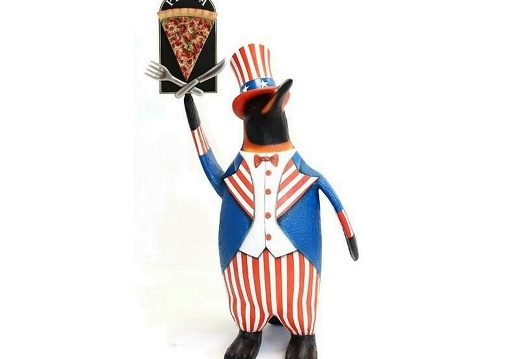 JBTH136 USA UNCLE SAM PENGUIN DELICIOUS LOOKING PIZZA SLICE ADVERTISING BOARD