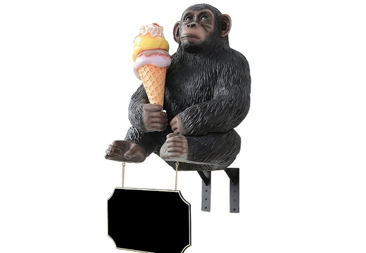 JBTH139 WALL MOUNTED MONKEY HOLDING DELICIOUS ICE CREAM ADVERTISING BOARD