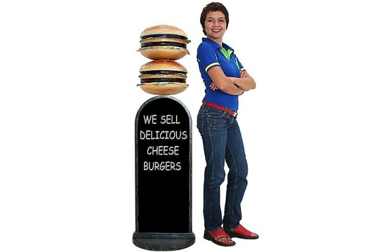 JBTH219 DELICIOUS TWO TIER CHEESE BURGER ADVERTISING BOARD ANY WORDS PAINTED ON BOARD 1