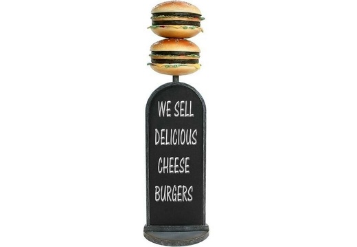 JBTH271A DELICIOUS 2 TIER DOUBLE DECKER CHEESE BURGER ADVERTISING DISPLAY STAND LARGE BOARD 1