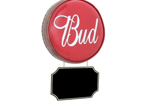 JBTH362 BUDWEISER BAR STOOL CUSHION WALL MOUNTED ADVERT BOARD 14 INCH DIAMETER ALL BEER NAMES AVAILABLE 1