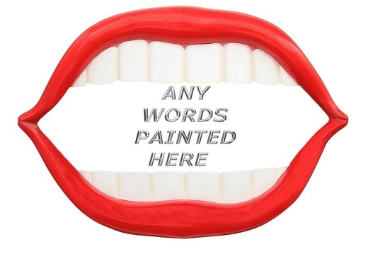 JBTH478 LARGE RED LIPS WHITE TEETH ADVERTISING SIGN WHITE BACKGROUND