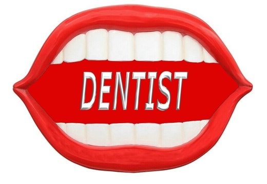 JBTH480 LARGE RED LIPS WHITE TEETH DENTIST SIGN RED BACKGROUND