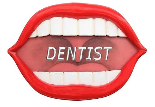 JBTH481 LARGE RED LIPS WHITE TEETH DENTIST SIGN RED TONGUE BACKGROUND