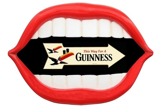 JBTH489 LARGE RED LIPS WHITE TEETH GUINNESS SIGN