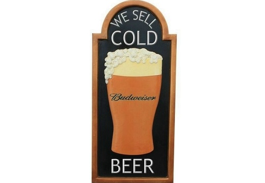 JJ063 -BUDWEISER BEER ADVERTISING DISPLAY ANY WORDS PAINTED WALL MOUNTED 2
