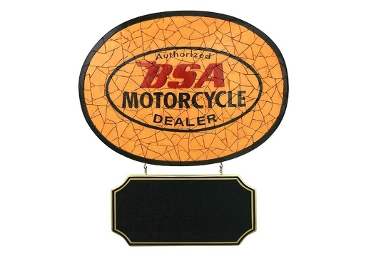 JJ100CC VINTAGE CRACKED BSA MOTORCYCLE MOSAIC TILE SIGN ADVERTISING BOARD WALL MOUNTED