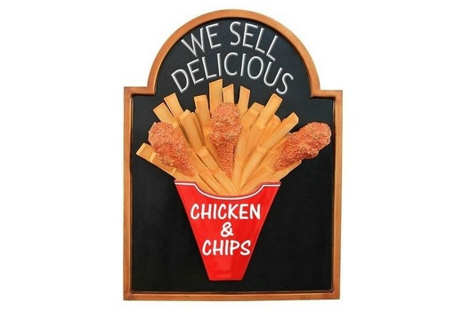JJ132 CHICKEN CHIPS ADVERTISING BOARD ANY WORDS PAINTED 2