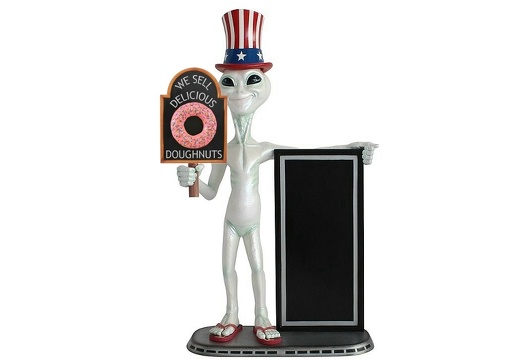 JJ1378 UNCLE SAM ALIEN WE SELL DELICIOUS DOUGHNUTS ADVERTISING DISPLAY BOARD