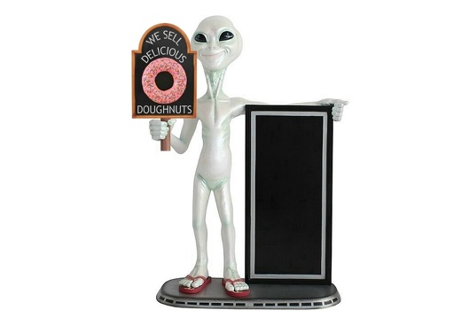 JJ1379 FUNNY ALIEN WE SELL DELICIOUS DOUGHNUTS ADVERTISING DISPLAY BOARD