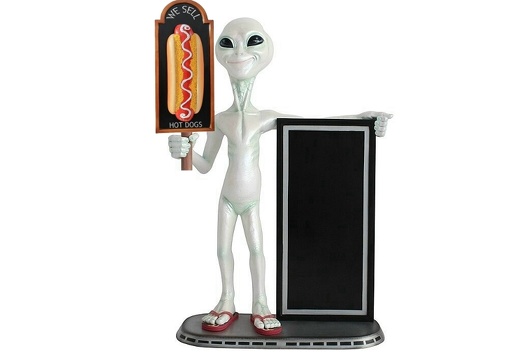 JJ1380 FUNNY ALIEN WE SELL HOT DOGS ADVERTISING DISPLAY BOARD