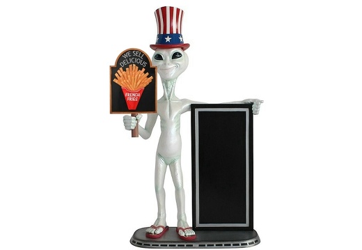 JJ1391 UNCLE SAM ALIEN WE SELL DELICIOUS FRENCH FRIES ADVERTISING DISPLAY BOARD