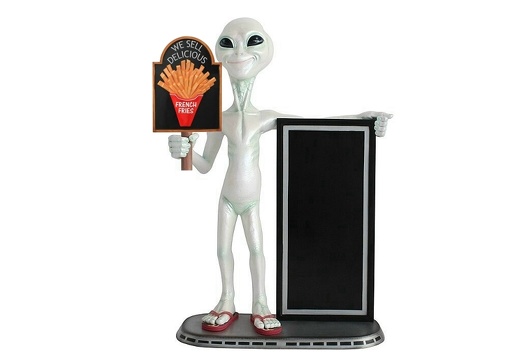 JJ1392 FUNNY ALIEN WE SELL DELICIOUS FRENCH FRIES ADVERTISING DISPLAY BOARD