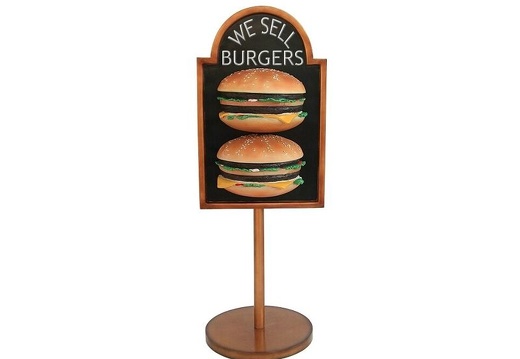 JJ144 HALF DOUBLE CHEESE BURGER ADVERTISING BOARD STAND ANY WORDS PAINTED 2