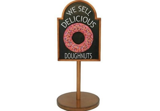 JJ149 PINK DOUGHNUT ADVERTISING BOARD STAND ANY WORDS PAINTED 2