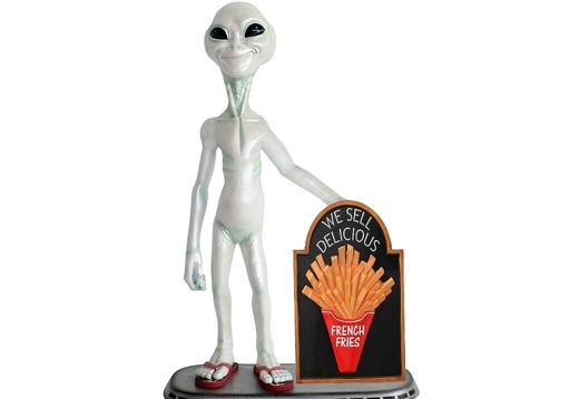 JJ1514 FUNNY ALIEN WITH FRENCH FRIES ADVERTISING DISPLAY BOARD