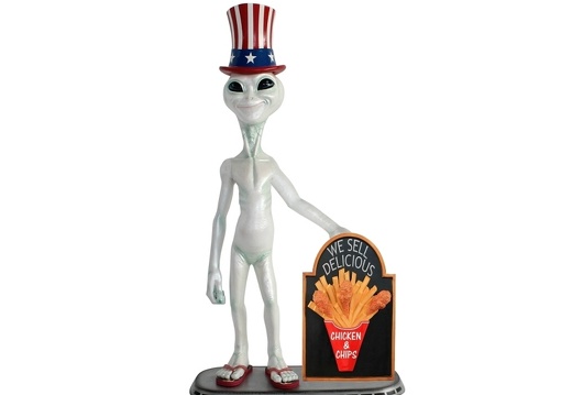 JJ1519 UNCLE SAM ALIEN WITH CHICKEN CHIPS ADVERTISING DISPLAY BOARD