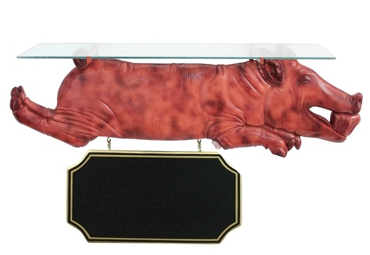 JJ1867 EMBOSSED ROASTED PIG DISPLAY GLASS TOP SHELF ADVERTISING BOARD WALL MOUNTED