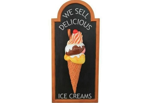 JJ217 HALF ICE CREAM WITH FLAKE CHERRY ADVERTISING BOARD ANY WORDS PAINTED 3