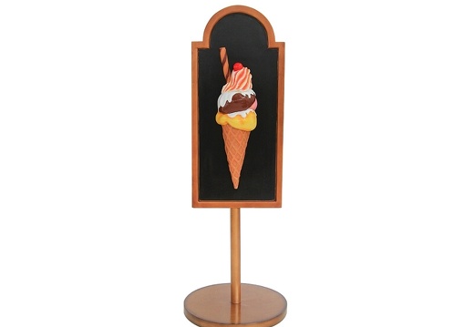 JJ218 HALF ICE CREAM WITH FLAKE CHERRY ADVERTISING BOARD STAND ANY WORDS PAINTED 1
