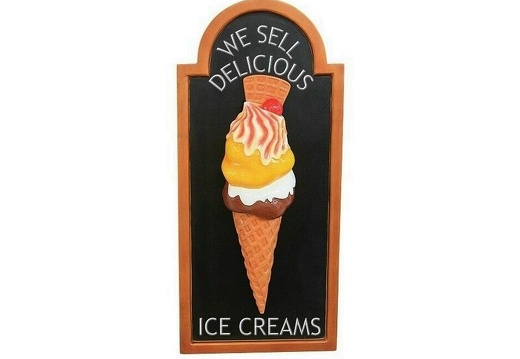 JJ219 HALF ICE CREAM WITH WAFFLE CHERRY ADVERTISING BOARD ANY WORDS PAINTED 2