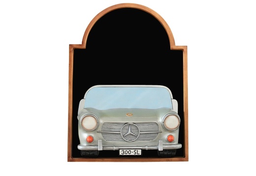 JJ313 SILVER MERCEDES BENZ 300 SL CAR WALL MOUNTED ADVERT DISPLAY BOARD ANY WORDS PAINTED 1