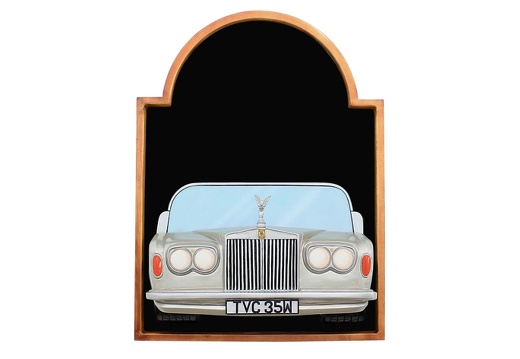JJ314 SILVER ROLLS ROYCE CAR WALL MOUNTED ADVERT DISPLAY BOARD ANY WORDS PAINTED 1