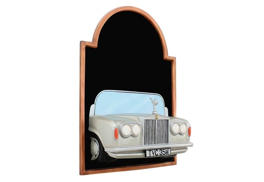 JJ314 SILVER ROLLS ROYCE CAR WALL MOUNTED ADVERT DISPLAY BOARD ANY WORDS PAINTED 2
