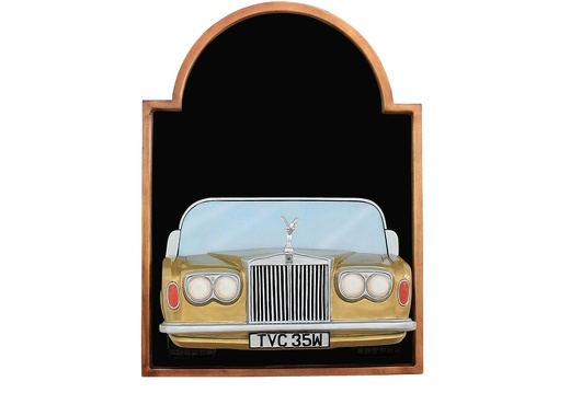 JJ315 GOLD ROLLS ROYCE CAR WALL MOUNTED ADVERT DISPLAY BOARD ANY WORDS PAINTED 1