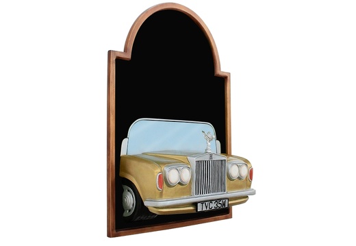 JJ315 GOLD ROLLS ROYCE CAR WALL MOUNTED ADVERT DISPLAY BOARD ANY WORDS PAINTED 2
