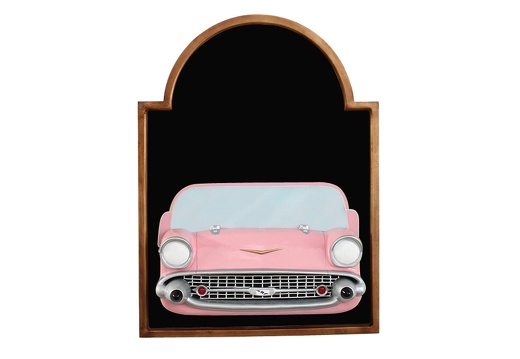 JJ318 PINK CHEVY VINTAGE CAR WALL MOUNTED ADVERT DISPLAY BOARD ANY WORDS PAINTED 1