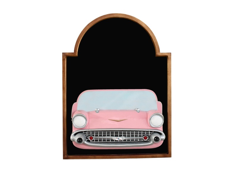 JJ318_PINK_CHEVY_VINTAGE_CAR_WALL_MOUNTED_ADVERT_DISPLAY_BOARD_ANY_WORDS_PAINTED_1.JPG