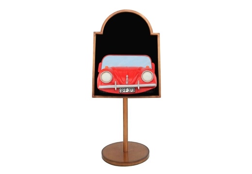 JJ336 RED VOLKSWAGEN CAR ADVERT DISPLAY BOARD ON STAND ANY WORDS PAINTED