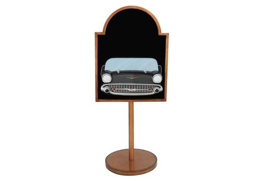 JJ338 BLACK CHEVY VINTAGE CAR ADVERT DISPLAY BOARD ON STAND ANY WORDS PAINTED