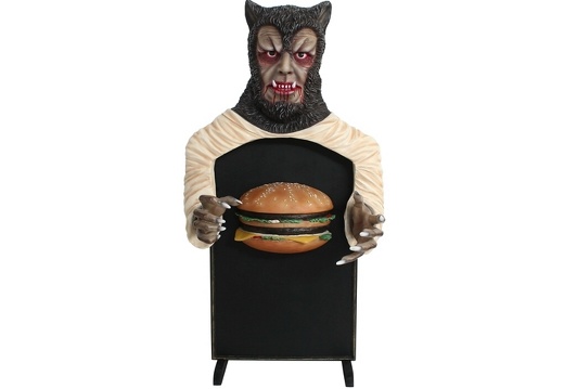 JJ5077 SCARY WEREWOLF CHEESE BURGER ADVERTISING BOARD ANY WORDS PAINTED 1