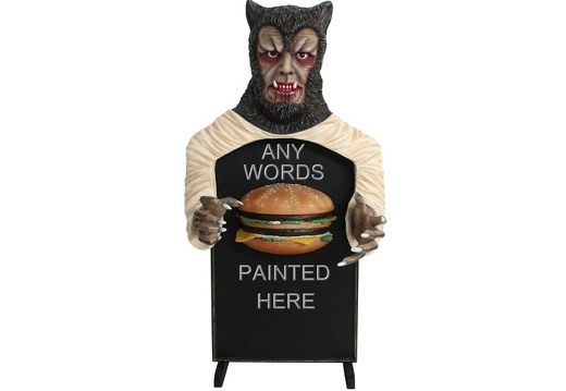 JJ5077 SCARY WEREWOLF CHEESE BURGER ADVERTISING BOARD ANY WORDS PAINTED 2