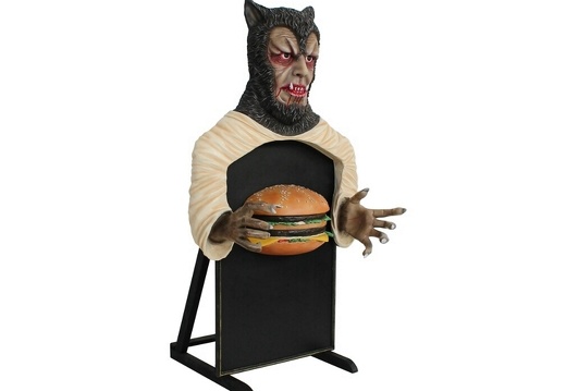 JJ5077 SCARY WEREWOLF CHEESE BURGER ADVERTISING BOARD ANY WORDS PAINTED 3