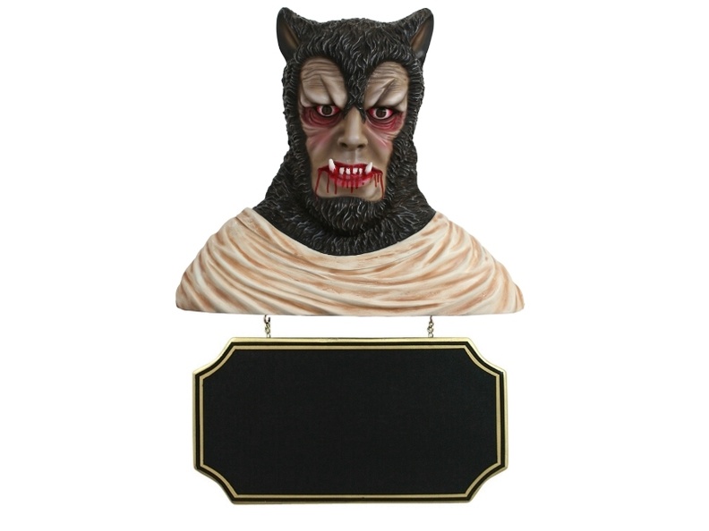 JJ5088_SCARY_WEREWOLF_SMALL_ADVERTISING_BOARD_ANY_WORDS_PAINTED_WALL_MOUNTED.JPG