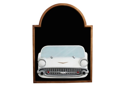 JJ508 WHITE CHEVY VINTAGE CAR WALL MOUNTED ADVERT DISPLAY BOARD ANY WORDS PAINTED 1