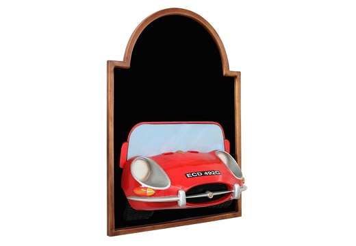 JJ509 RED E-TYPE JAGUAR VINTAGE CAR WALL MOUNTED ADVERT DISPLAY BOARD ANY WORDS PAINTED 2