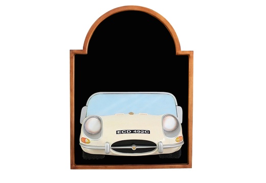 JJ510 WHITE E-TYPE JAGUAR VINTAGE CAR WALL MOUNTED ADVERT DISPLAY BOARD ANY WORDS PAINTED 1