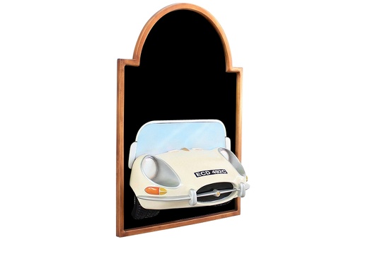 JJ510 WHITE E-TYPE JAGUAR VINTAGE CAR WALL MOUNTED ADVERT DISPLAY BOARD ANY WORDS PAINTED 2