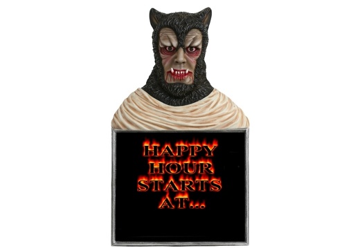 JJ5111 SCARY WEREWOLF HAPPY HOUR ADVERTISING BOARD WALL MOUNTED