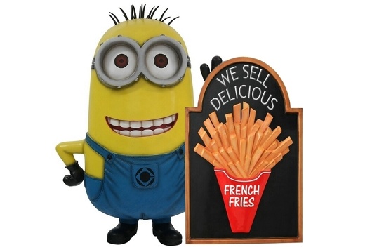 JJ6255 FUNNY MINION STATUE LARGE FRENCH FRIES ADVERTISING BOARD