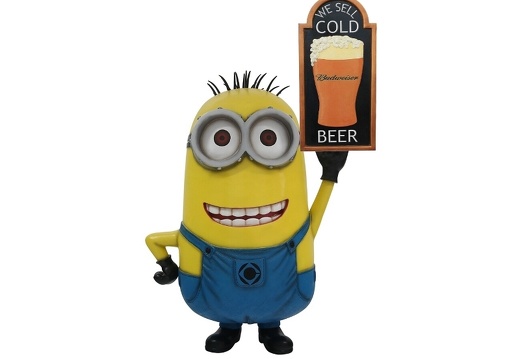 JJ6260 FUNNY MINION STATUE SMALL BUDWEISER BEER ADVERTISING BOARD