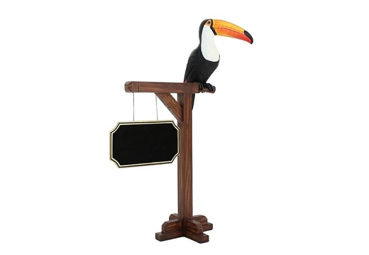 JJ722 TOUCAN BIRD ON WOOD STAND ADVERTISING BOARD ANY WORDS PAINTED ON BOARD 1