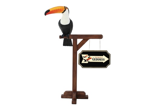 JJ722 TOUCAN BIRD ON WOOD STAND ADVERTISING BOARD ANY WORDS PAINTED ON BOARD 2