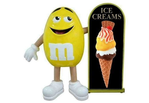 N112 FUNNY YELLOW CHOCOLATE MAN ICE CREAM ADVERTISING DISPLAY BOARD