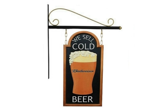 N358 DOUBLE SIDED 3D EMBOSSED  BUDWEISER COLD BEER ADVERTISING SIGN