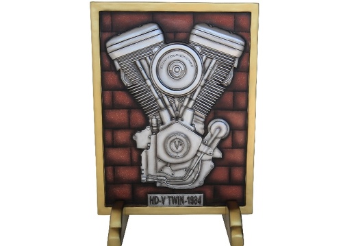 N6240 V-TWIN ENGINE ON RED BRICK EFFECT ADVERTISING SIGN FLOOR STANDING 1